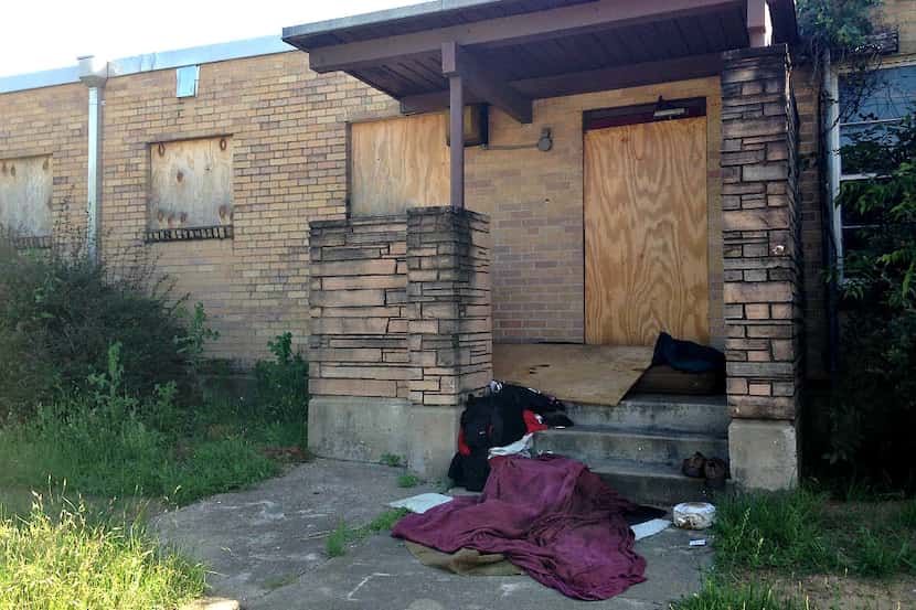 The former home of Station 44 in South Dallas is now a place where homeless people sleep....
