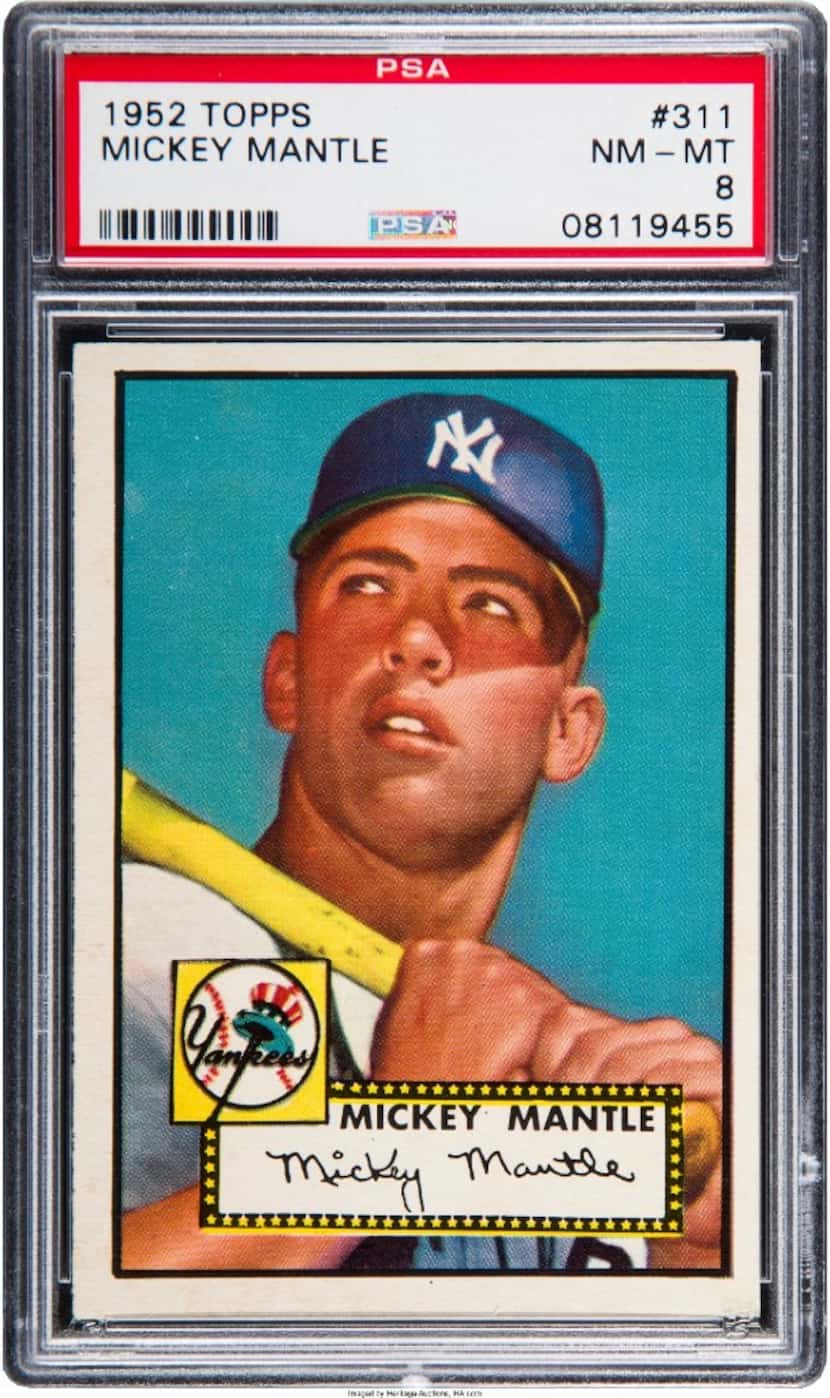A 1952 Topps Mickey Mantle #311 PSA NM-MT 8 trading card is being offered for sale at...