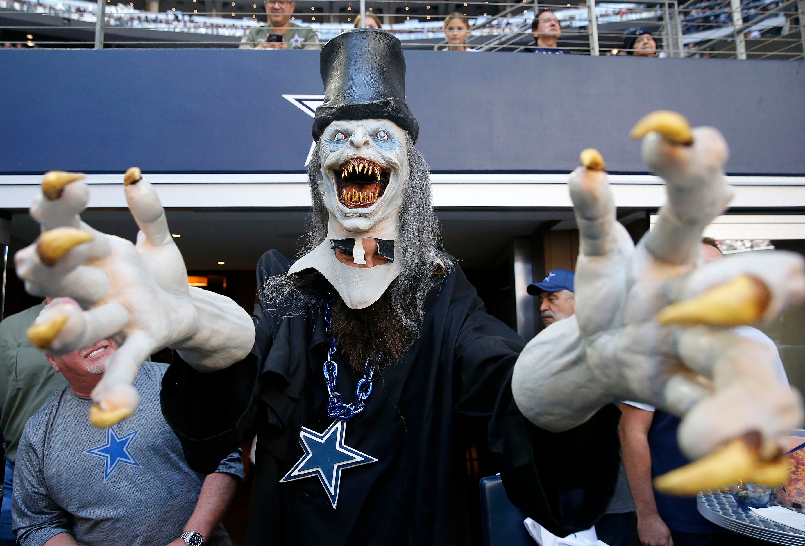 A Dallas Cowboys fan dressed the part for Halloween during the Chicago Bears game at AT&T...