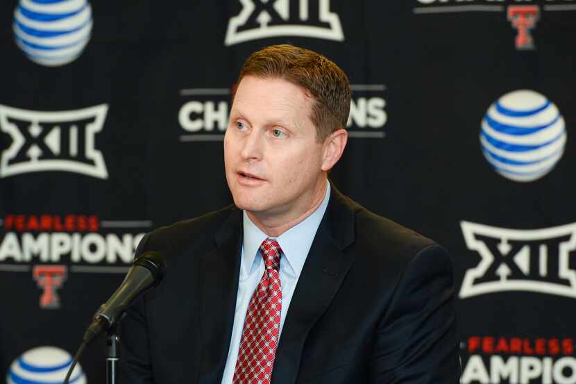 LUBBOCK, TX - JANUARY 16: Texas Tech Athletic Director Kirby Hocutt answers questions from...