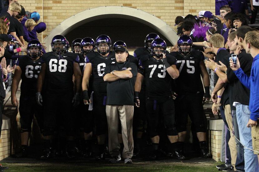 TCU Horned Frogs head coach Gary Patterson waits to lead his tem on to the field against the...