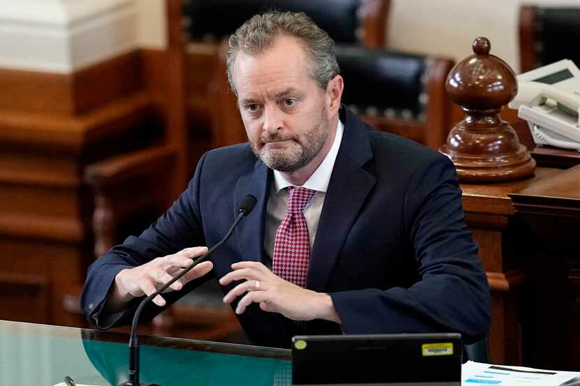 Whistleblower Blake Brickman testifies during the impeachment trial for Texas Attorney...