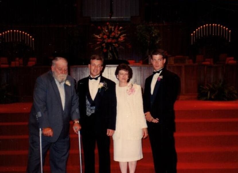 From left to right is his father, John James "Big Jim" Fisher, John James Jr. (Jimbo), mom...