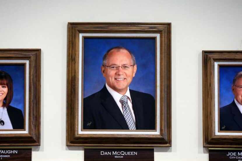 Corpus Christi's recently resigned mayor Dan McQueen's picture at City Hall.