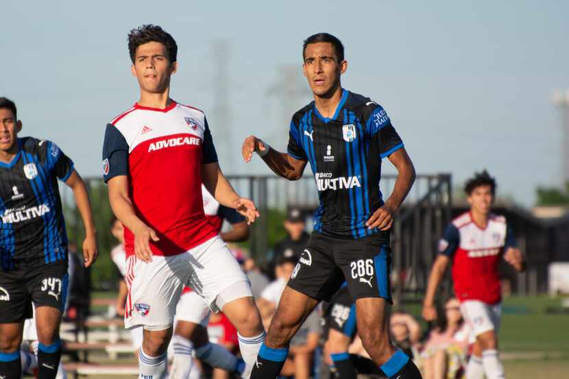 Nathan Toledo of the FC Dallas U19s looks for a cross against Queretaro in the Dallas Cup 40...
