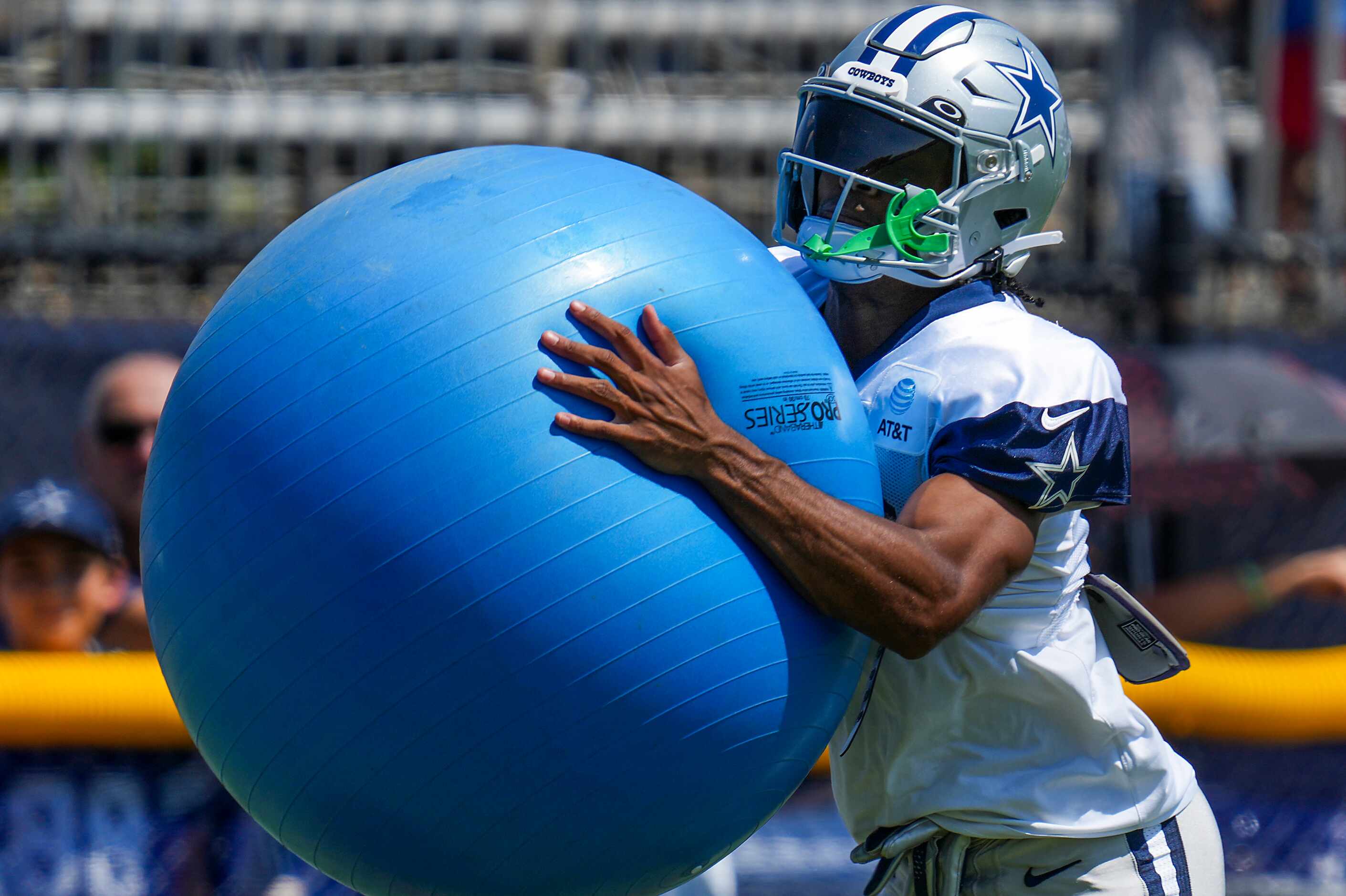Dallas Cowboys wide receiver Jalen Tolbert (18) participates in a drill during a training...