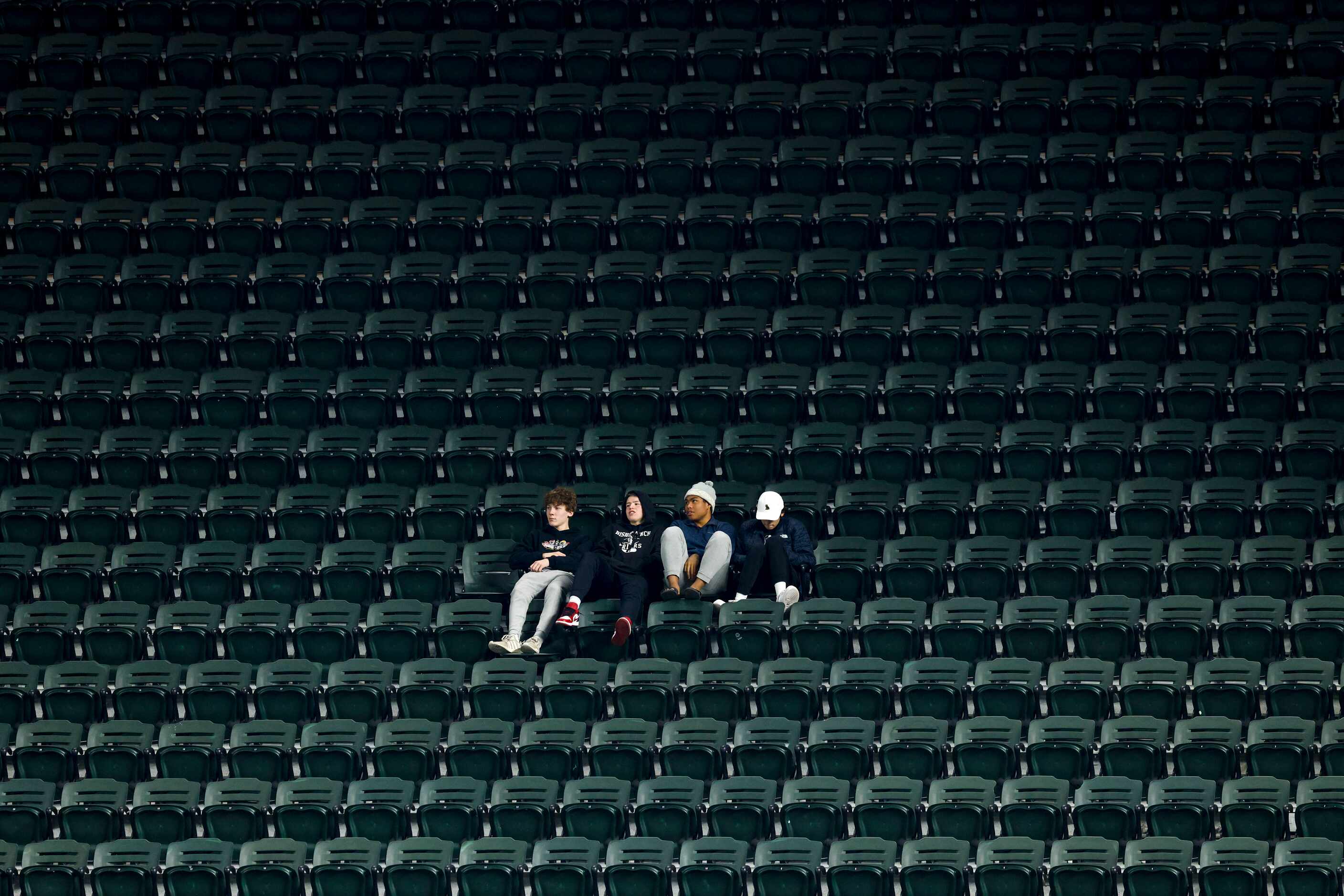 Bishop Lynch fans sit in the right field stands during the second half of a TAPPS...