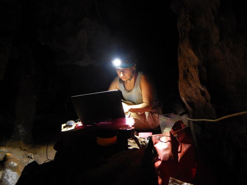 Becca Peixotto works in the Rising Star Cave system.