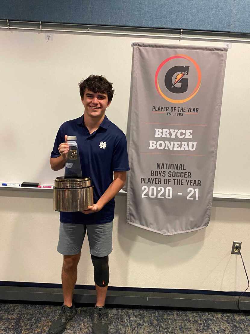 Keller's Bryce Boneau was named the Gatorade National Boys Soccer Player of the Year on...