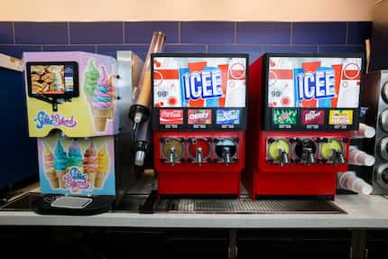 A Flavor Blend ice cream machine and ICEE machines inside a new Walmart convenience store on...