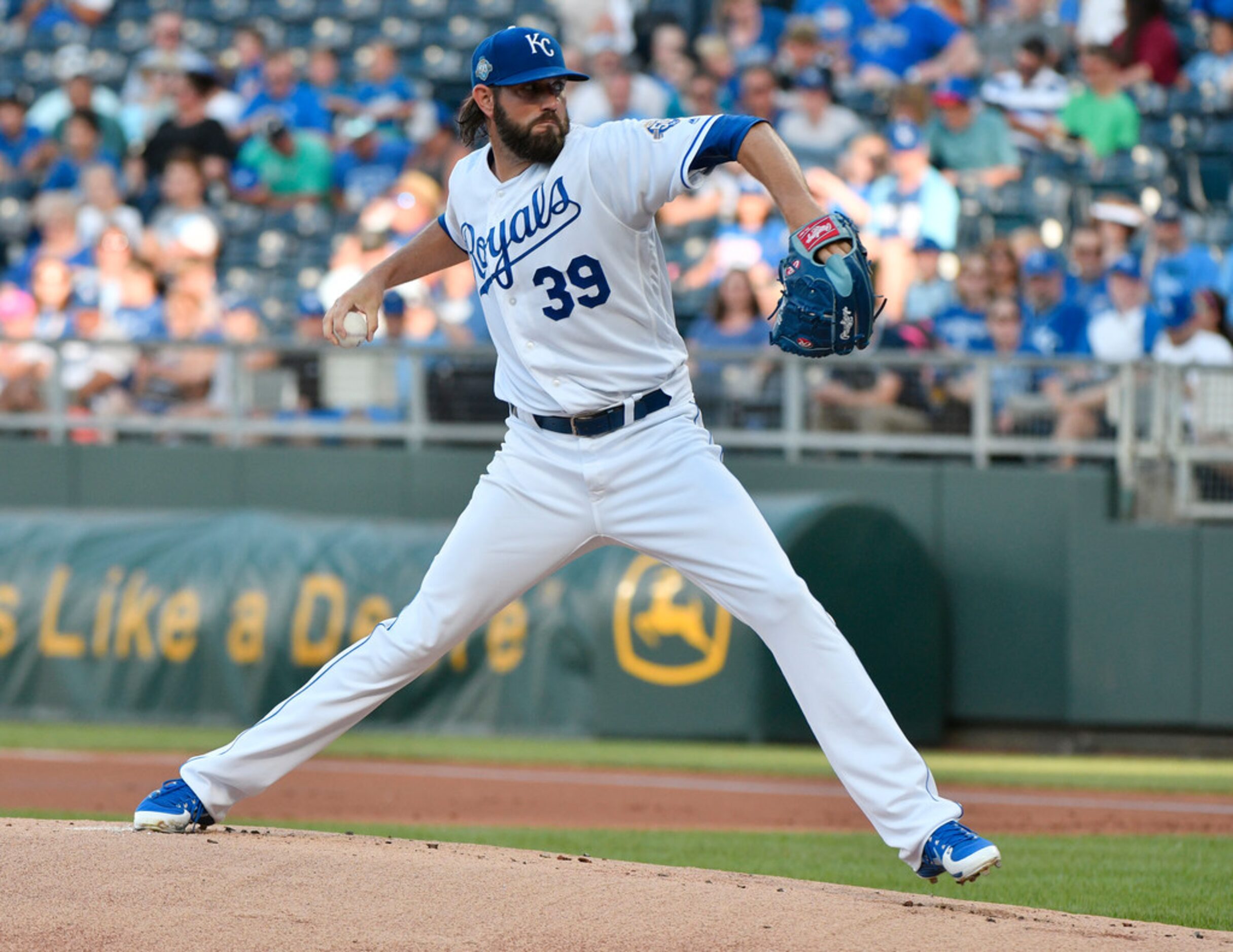 KANSAS CITY, MO - JUNE 19: Jason Hammel #39 of the Kansas City Royals throws in the first...