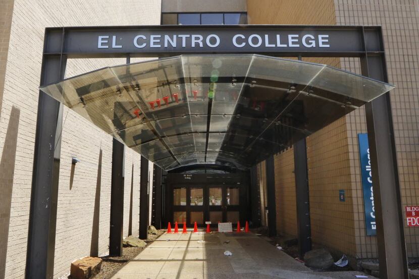 One of the entrances to El Centro College on Elm Street has been closed to the public since...
