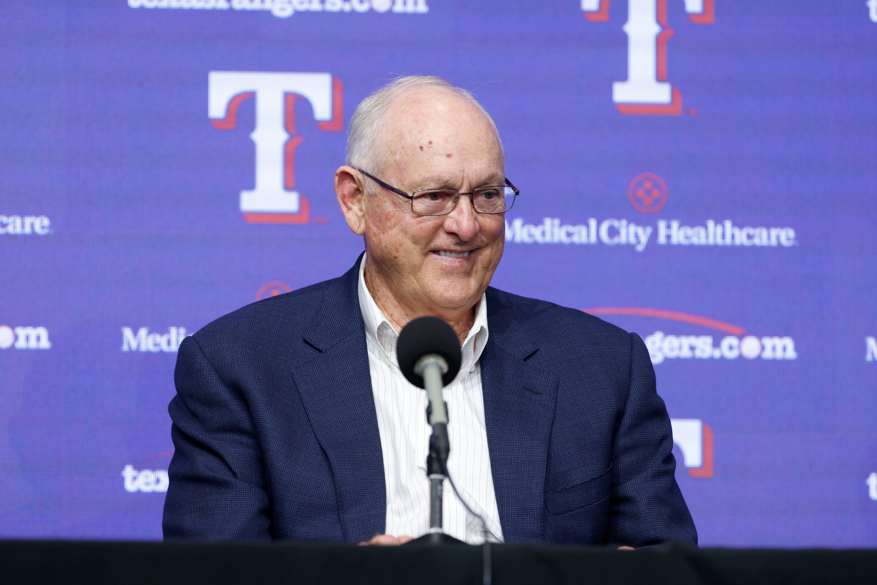 Nolan Ryan talks to the media prior to the the screening of the documentary “Facing Nolan”...