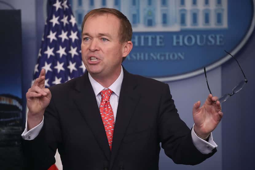 OMB Director Mick Mulvaney speaks to the media about President Trump's budget during a...