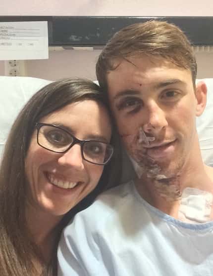 Professional cyclist Chad Haga and his wife, Kate, take a selfie from a hospital room in...