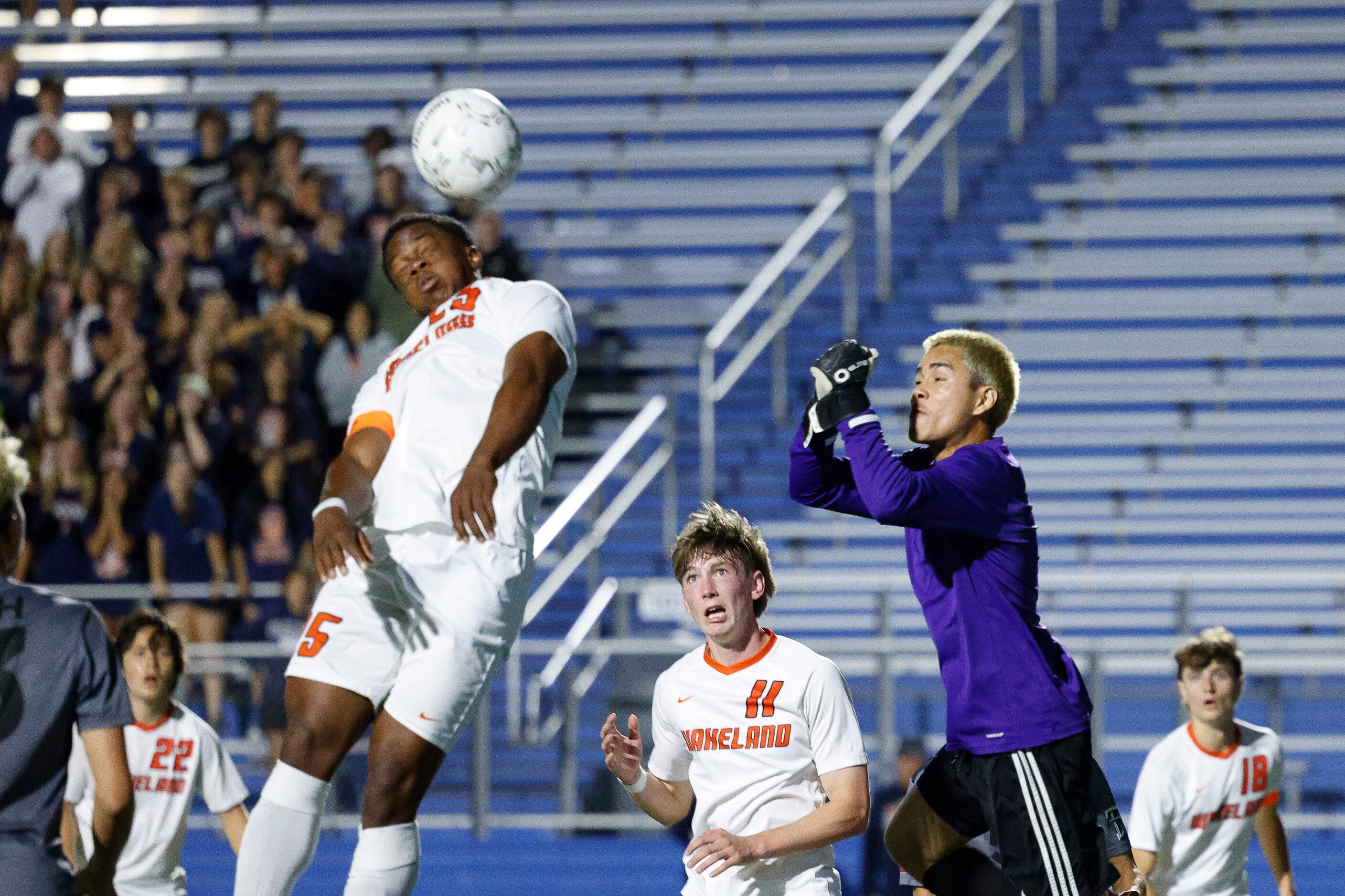 during the second half of a Class 5A boys soccer state semifinals match at Birkelbach Field...