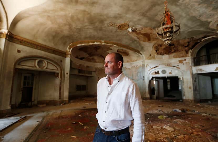 Developer Laird Fairchild standing in the lobby in the Baker Hotel in Mineral Wells. A group...