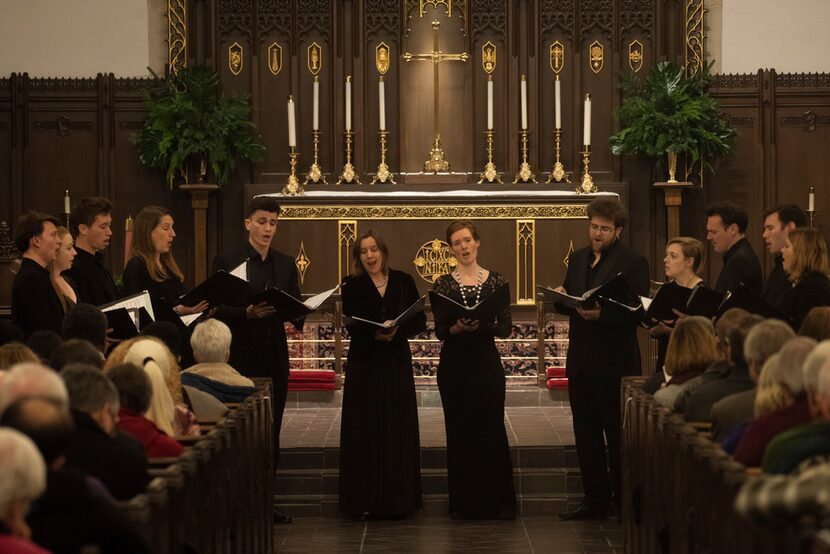 Members of Stile Antico, a British vocal ensemble, perform at Church of the Incarnation on...