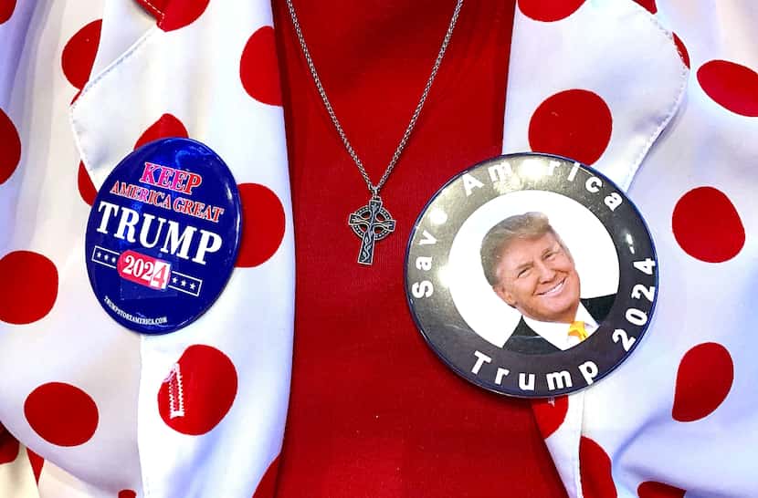 Colleen Canion wears buttons supporting Donald Trump at The History Tour at American...