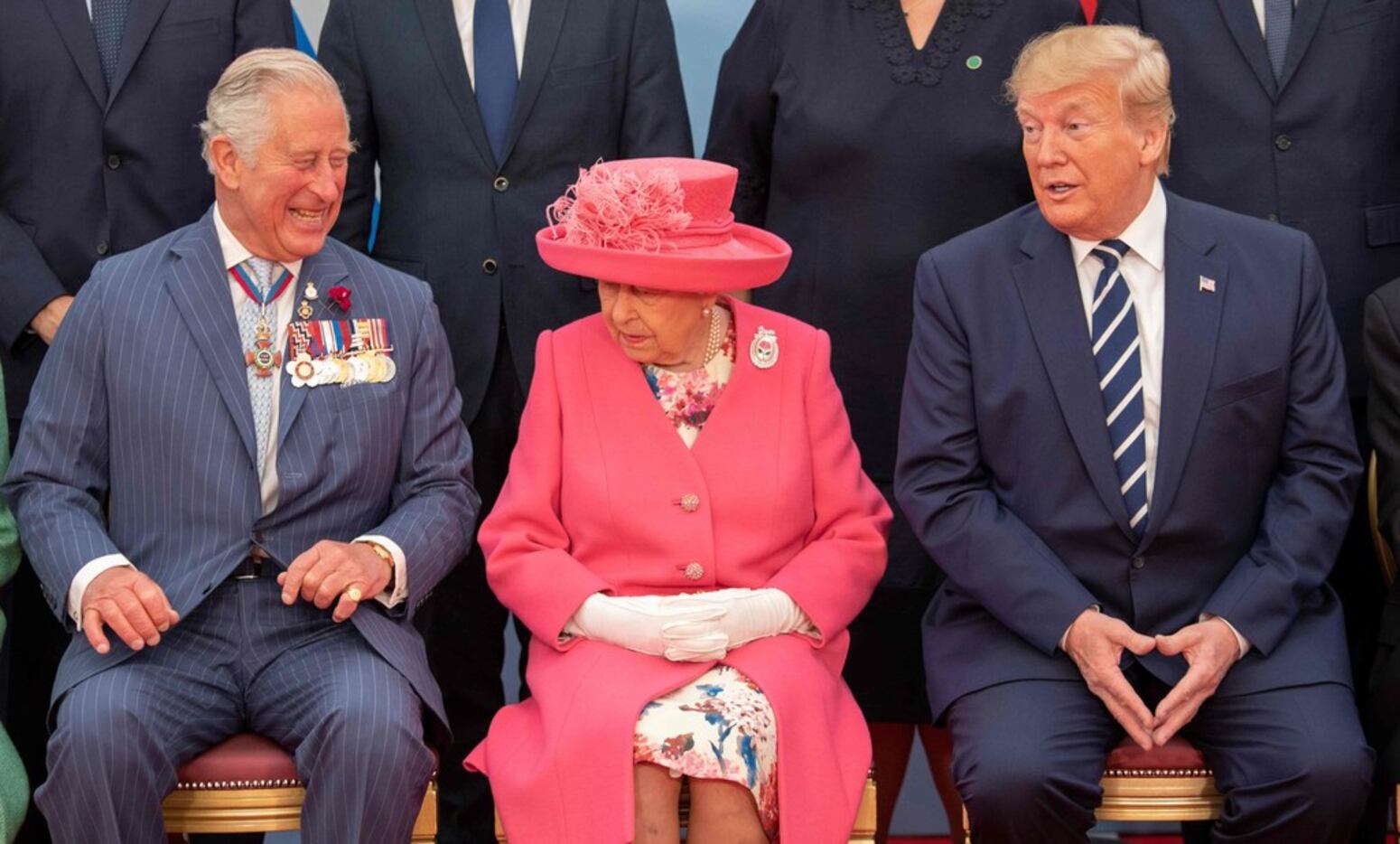 Britain's Prince Charles, Prince of Wales (L), Britain's Queen Elizabeth II and US President...