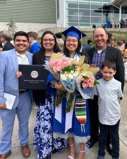 Abygail Ziela Lopez, 23, poses for a photo with some family members at her graduation. She...