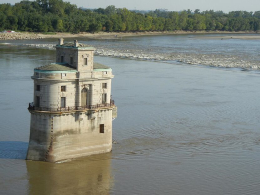 A river water intake tower resembles a miniature mansion, as seen from the Old Chain of...