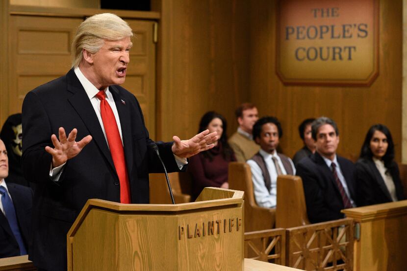 Alec Baldwin played President Donald Trump on a "Trump People's Court" spoof on NBC's...