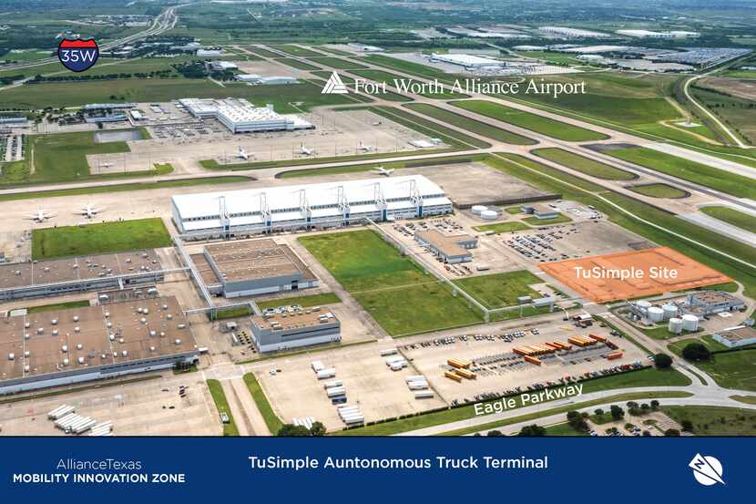 A rendering of the planned TuSimple truck terminal at AllianceTexas. Hillwood and TuSimple...