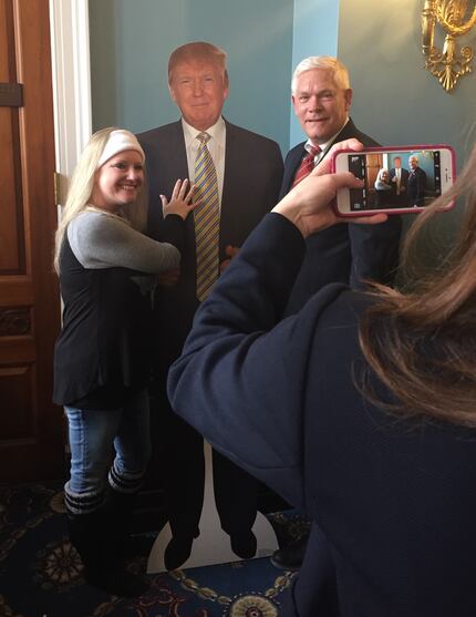 Allison Chaffin, of Lake Fork, stands for a photo with Dallas Rep. Pete Sessions on...