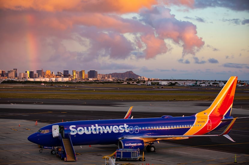 Southwest Airline's first ever flight to the Hawaiian Islands is shown on Feb. 5, 2019, at...