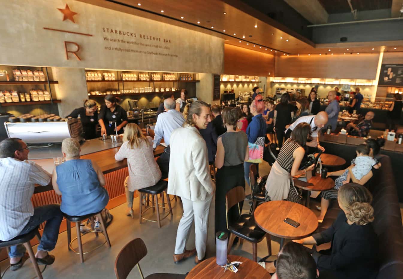 The Starbucks Reserve Bar drew a crowd on opening day. 