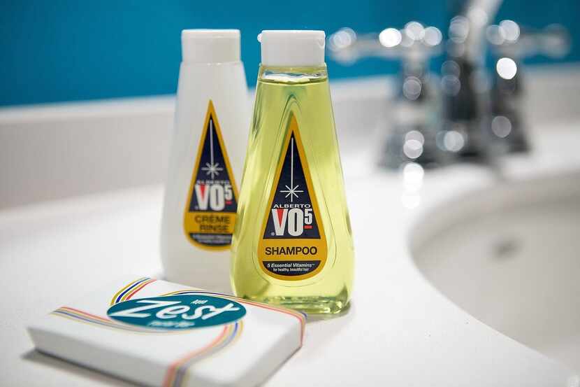 
Little bottles of Alberto VO5 and Zest bar soap recall a different era.
