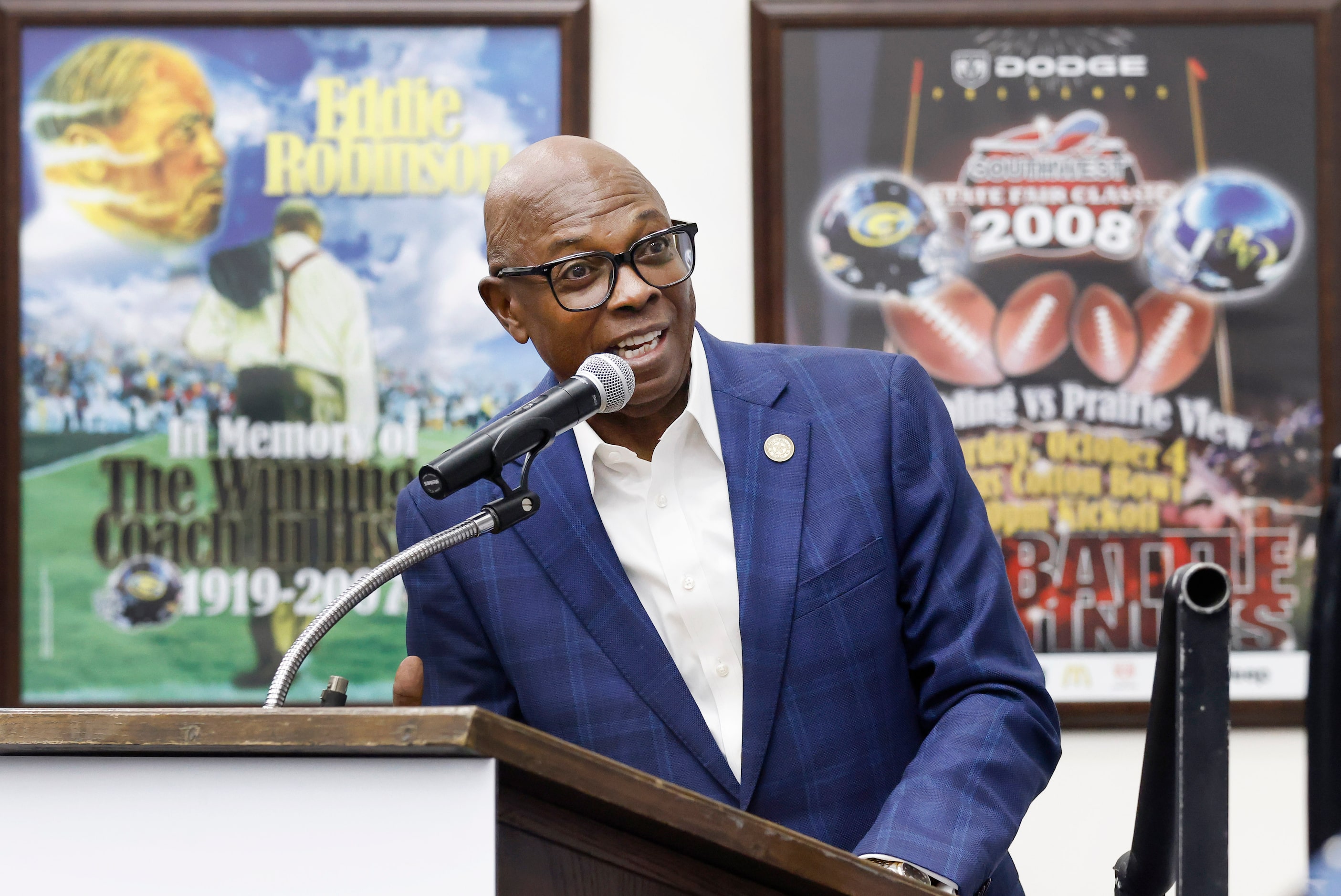 Dallas Mayor Pro Tem Tennell Atkins delivered remarks as city officials welcomed Prairie...