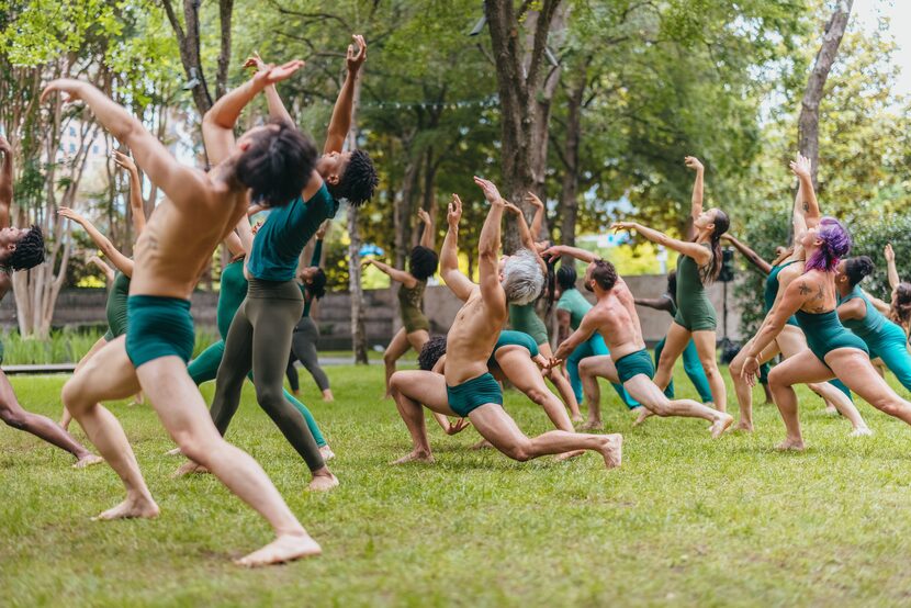 Pilobolus members and student dancers from Booker T. Washington High School for the...