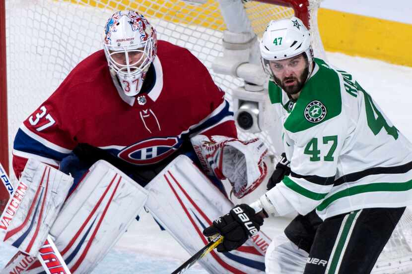 Dallas Stars right wing Alexander Radulov (47) keeps close to Montreal Canadiens goaltender...
