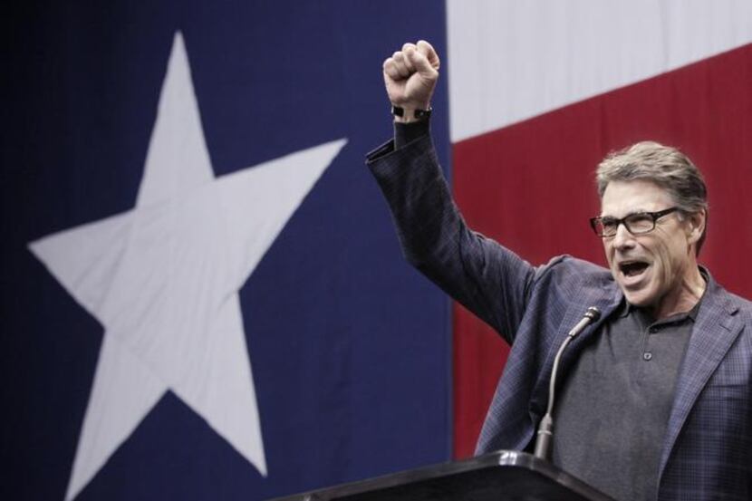 
Gov. Rick Perry spoke at successor Greg Abbott’s party on Election Day
in early November....