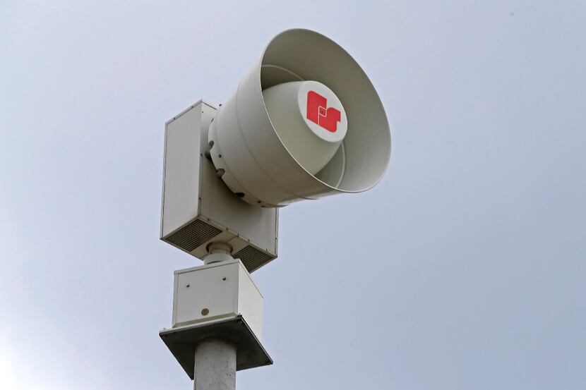 One of Federal Signal Corp.'s sirens, this one at the corner of Gaston Avenue and North...