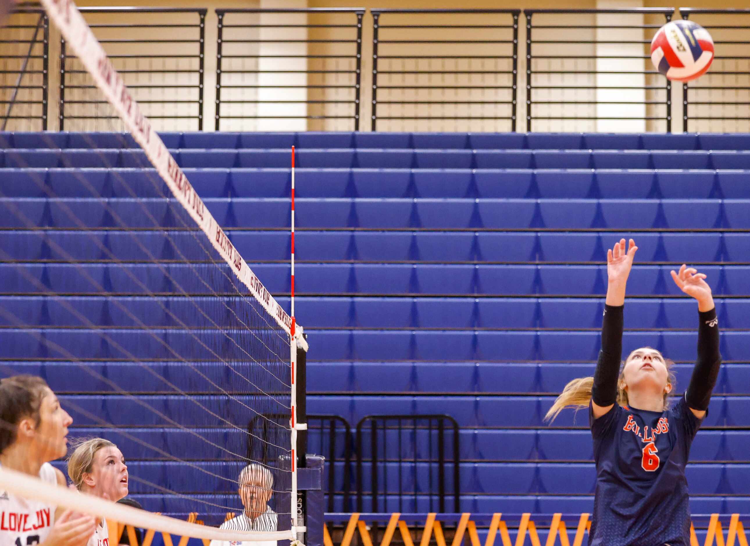 McKinney North Mia Evans (6) sets the ball at a match against Lovejoy in McKinney on...