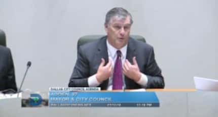  Dallas Mayor Mike Rawlings on Wednesday, explaining his rationale behind the resolution to...