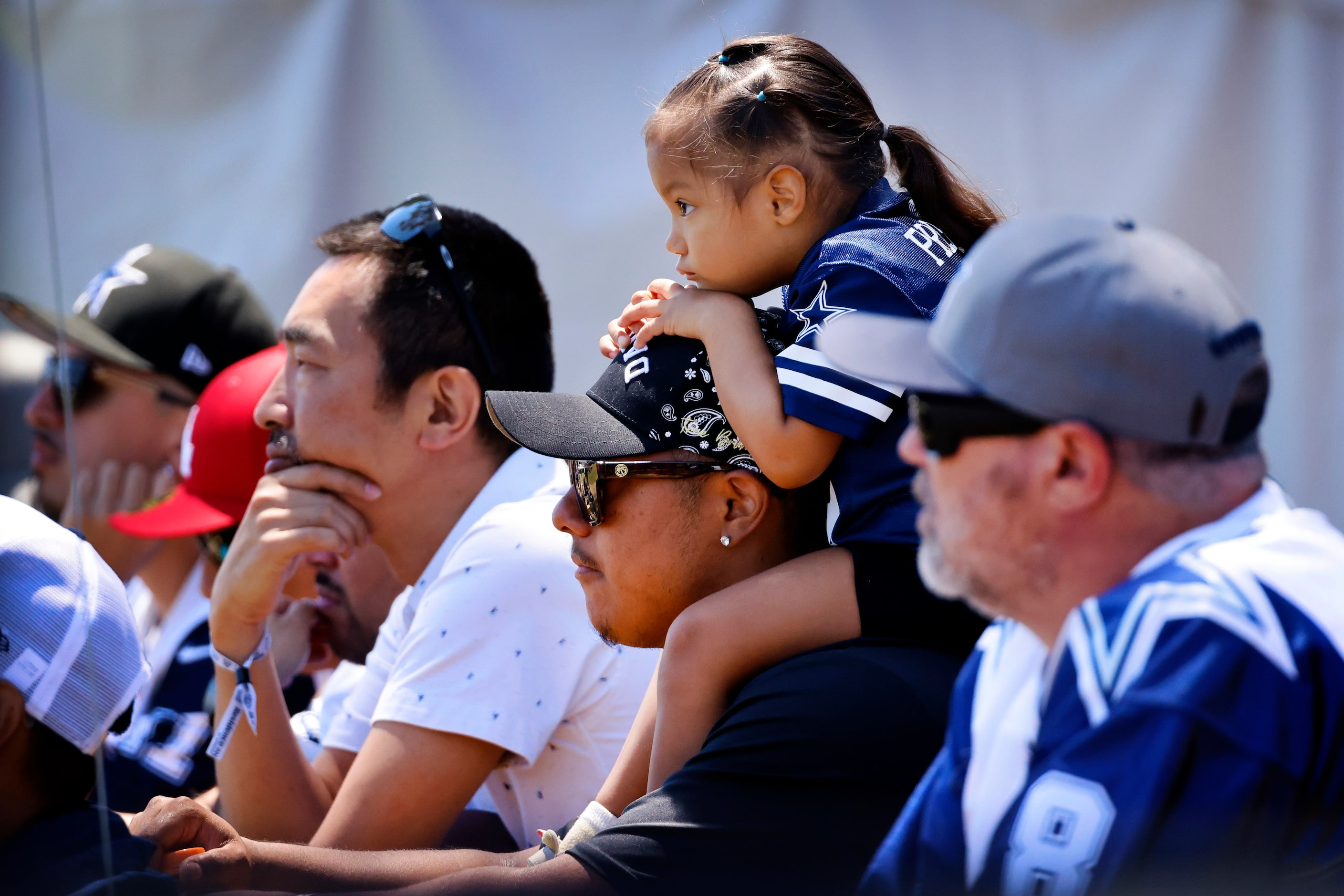 during a training camp practice in Oxnard, California, August 3, 2024. 