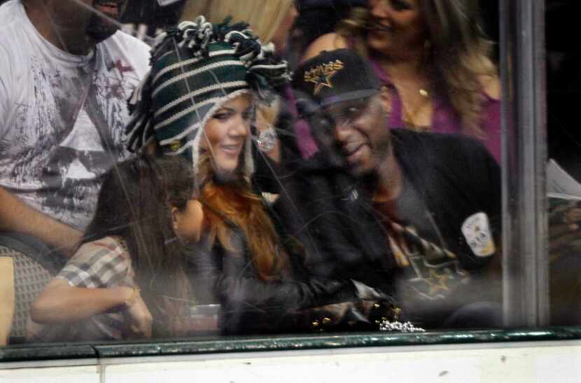 Khloe Kardashian and Lamar Odom at a Stars game in 2012.