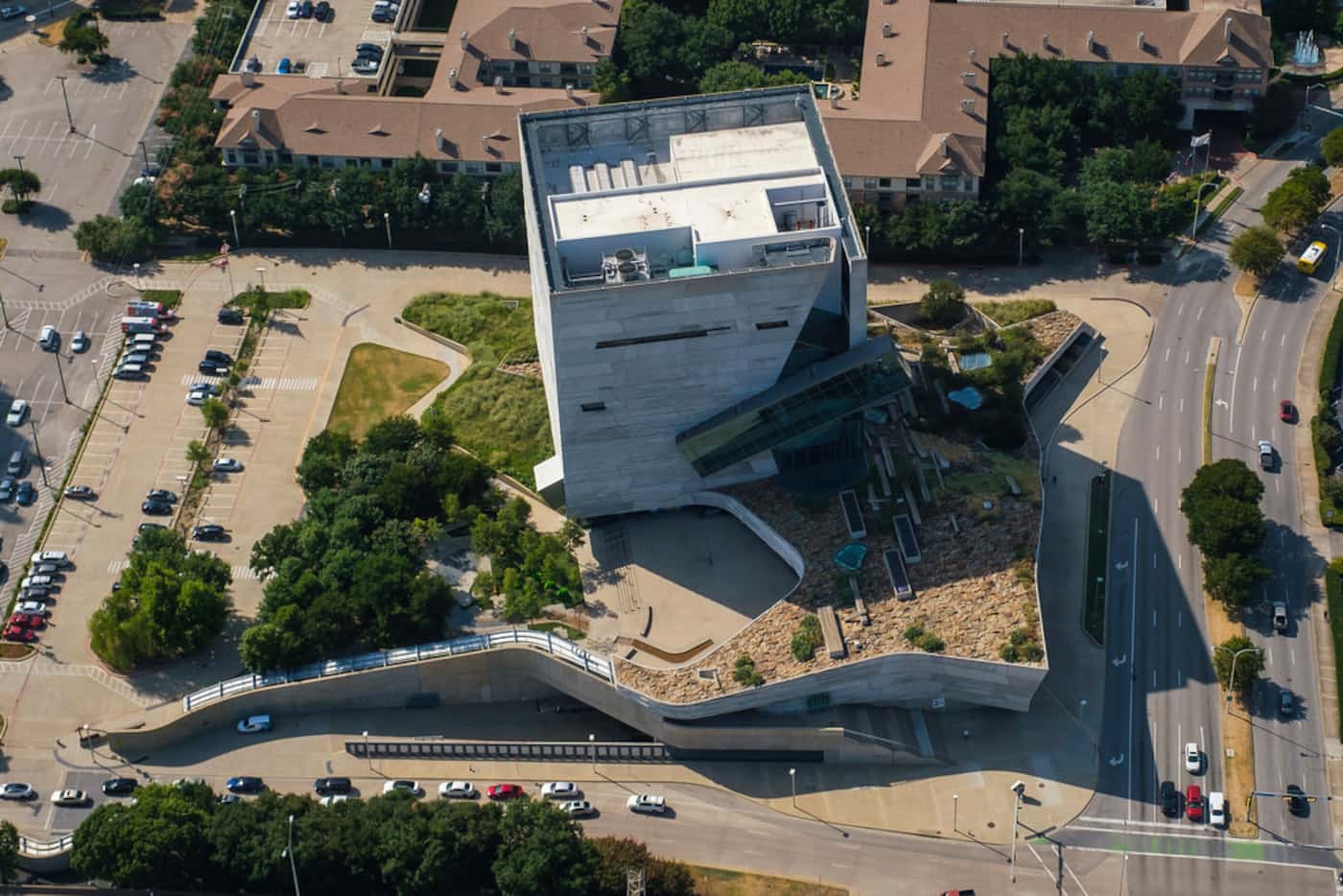Aerial view of roof of the Perot Museum of Nature and Science photographed on Wednesday,...