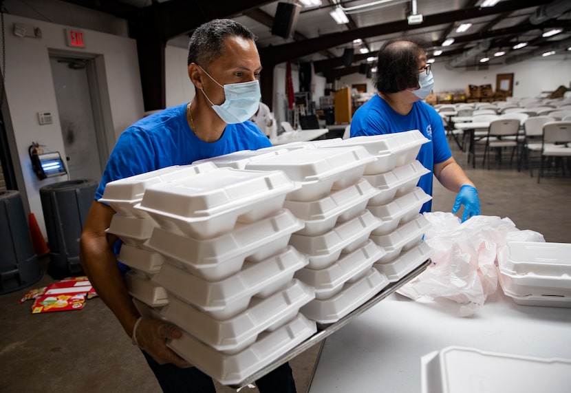 Rham Sandoval of Stonebriar Community Church in Frisco helped prepare meals at Cornerstone...