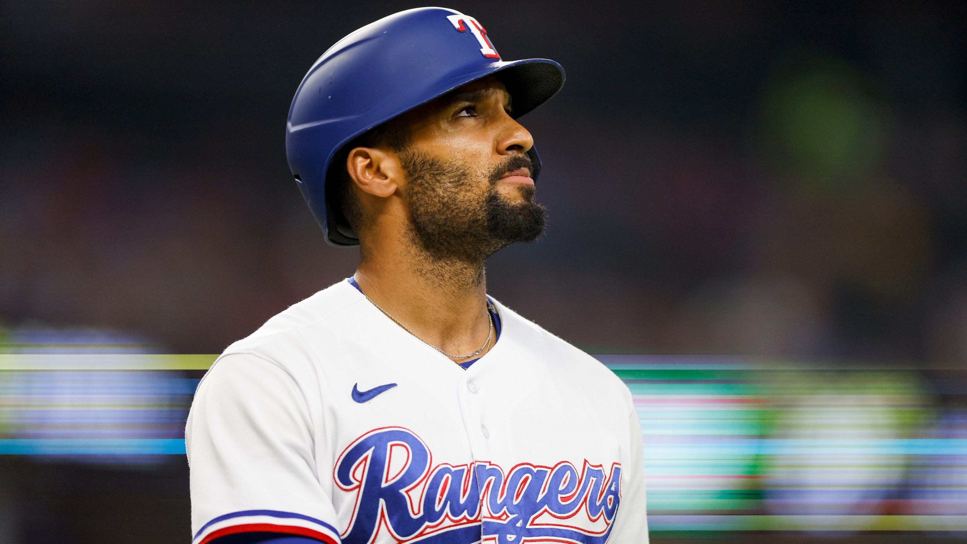 August 11 2023 San Francisco CA, U.S.A. Texas Rangers second baseman Marcus  Semien (2) walks back to the dugout after stricking out in the first inning  during MLB game between the Texas