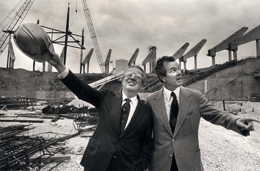 Circa 1979 - Mayor Folsom, (right) with NBA commissioner Larry O'Brien on the site of...
