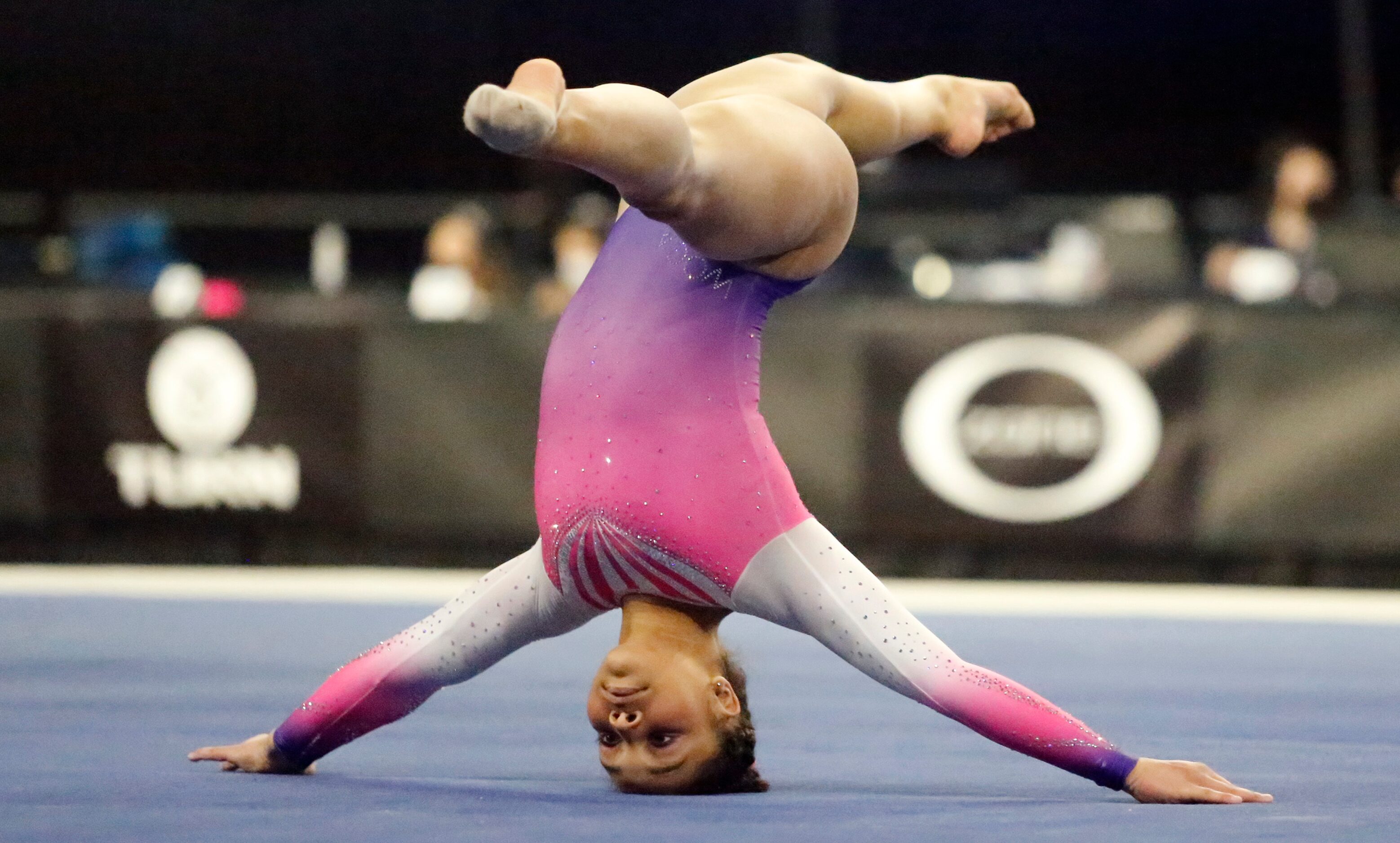 Konnor McClain with WOGA Gymnastics performs her floor routine during the USA Gymnastics...