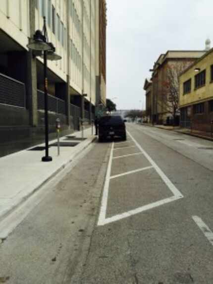 On Wood Street, a bike lane? Or ... not? (Courtesy Ben Reavis)