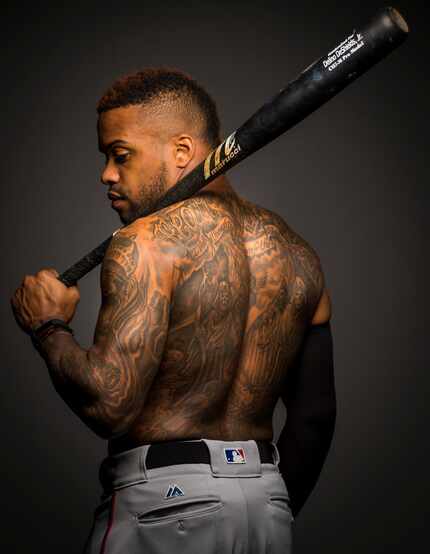 This tattoo on the back of Rangers outfielder Delino DeShields took 36 hours of work. It is...