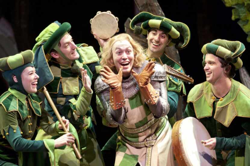 Carl DeForrest Hendin (on the far right with the drum-type instrument) appears in Spamalot,...