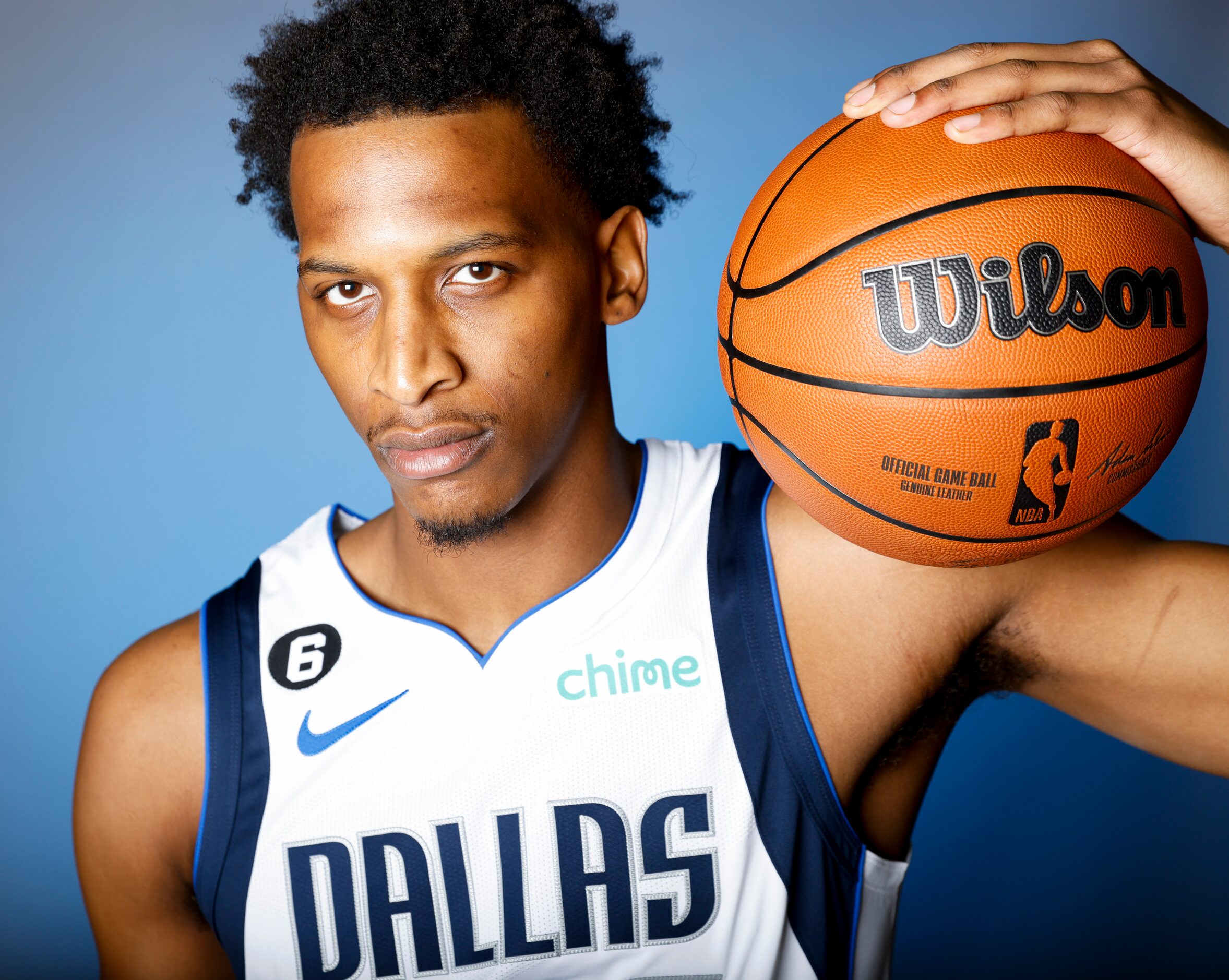 Dallas Mavericks’ Marcus Bingham Jr. is photographed during the media day at American...